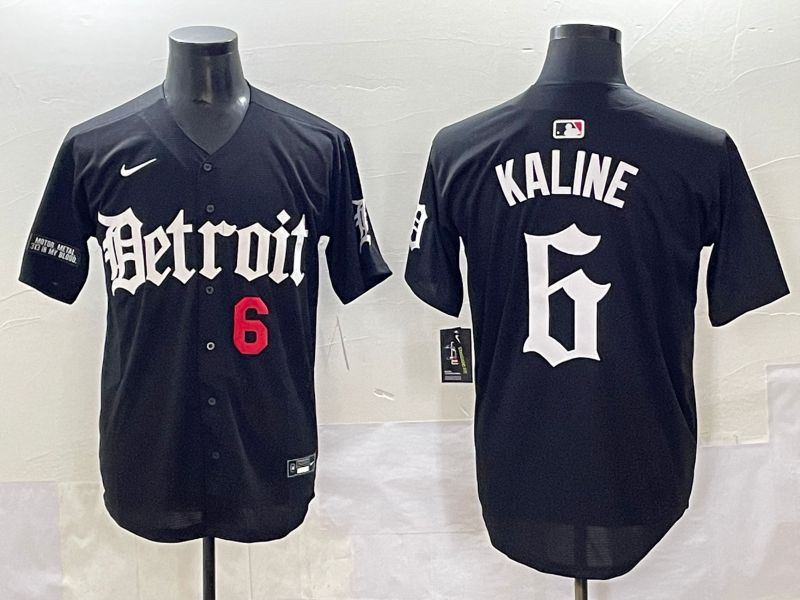 Men 2025 Detroit Tigers #6 Kaline Black Five generations Joint Name Nike MLB Jersey style 3